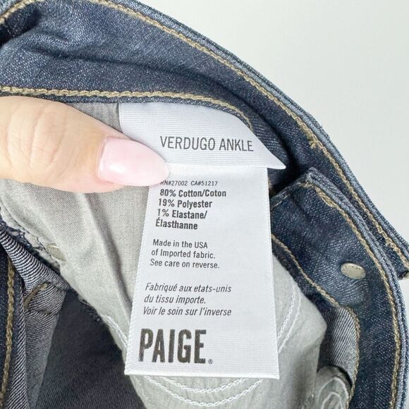 PAIGE | Verdugo Skinny Jeans Zipper Ankles in Amelia Blue Women’s Size 26 (2) - Picture 9 of 10